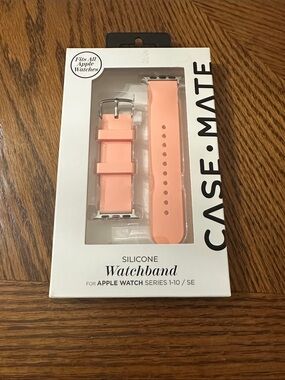 New case-mate Silicone Apple Watchband in Peach Pink Fits ALL Apple watches.